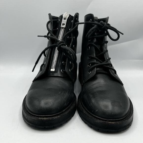 Rag & Bone Boots Womens 8 EU 38 Black Leather Ankle Vibram Cannon Zip Combat - Picture 2 of 14